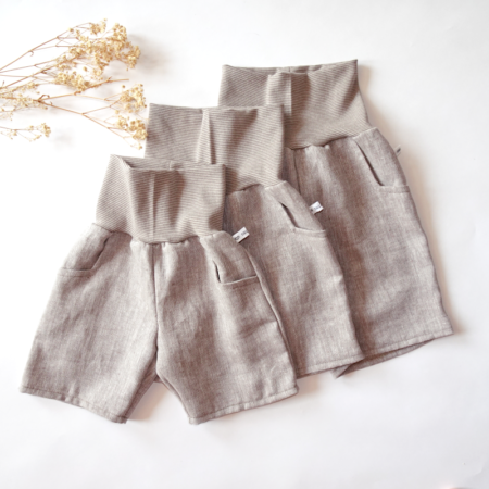 shorts mit Bündchen Bund in Fischgrat Muster und Taschen